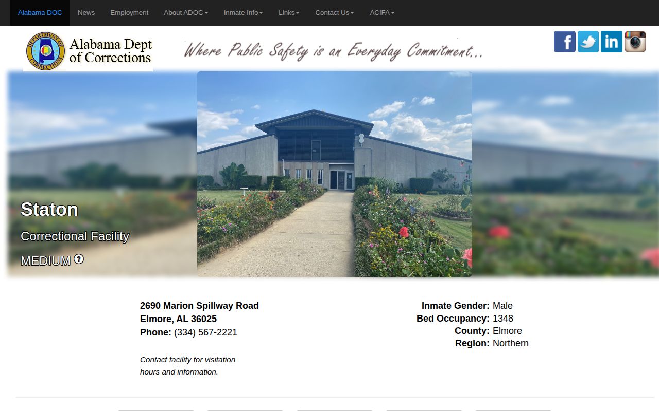 ADOC page for Staton Correctional Facility